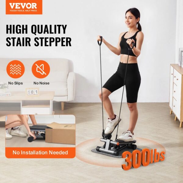 Stair Stepper For Exercise At Home - Hydraulic Mini Stepper With Resistance Band