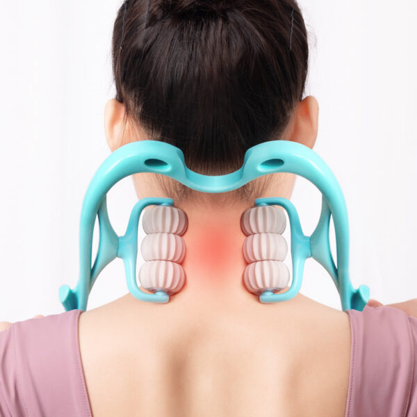 Manual Six-Wheel Neck Massager Roller for Pain Relief