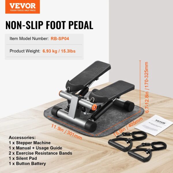Stair Stepper For Exercise At Home - Hydraulic Mini Stepper With Resistance Band