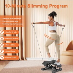 Mini Stepper with LCD Monitor and Resistance Bands 330lbs Capacity