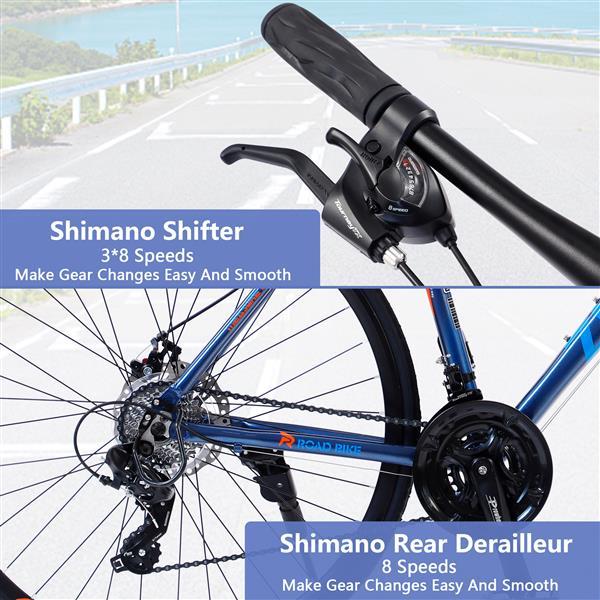 24-Speed 700C Hybrid Road Bike with Disc Brakes for Men and Women