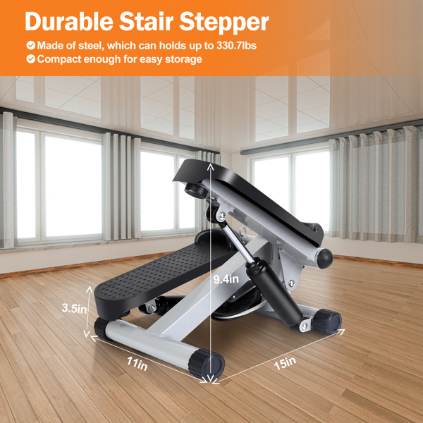 Mini Fitness Step Machine with LCD and Resistance Bands 330lbs Capacity