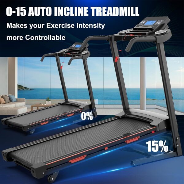 3.25HP Foldable Electric Treadmill with Auto Incline 400lbs Capacity