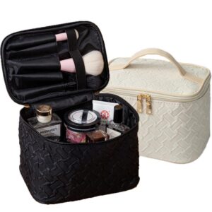 Umizolco Large Travel Makeup Bag Black White Portable Organizer