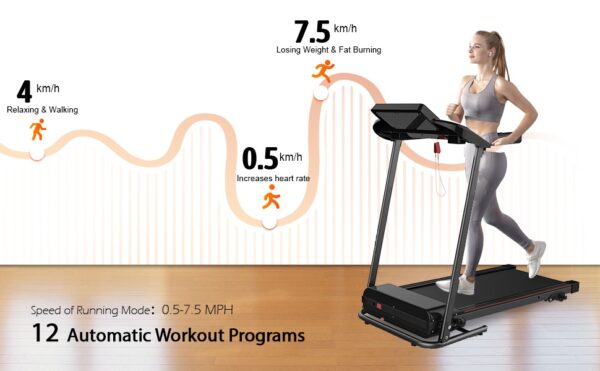 Foldable Electric Treadmill with Tilt and 12 Preset Programs