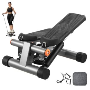 Stair Stepper For Exercise At Home - Hydraulic Mini Stepper With Resistance Band