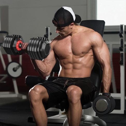 10-in-1 Adjustable Dumbbell Set 55LB for Home Full Body Workout
