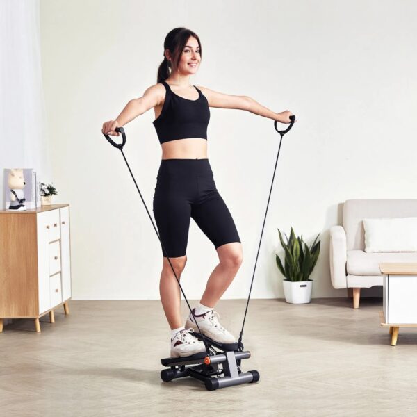 Stair Stepper For Exercise At Home - Hydraulic Mini Stepper With Resistance Band