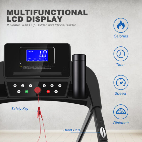 Foldable Electric Treadmill with Tilt and 12 Preset Programs