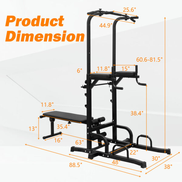 Power Tower Station with Bench and Chin-Up Bar Holder