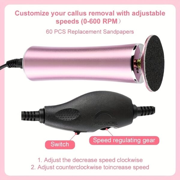 Electric Foot Care Machine with 60 Sandpapers and Adjustable Speed
