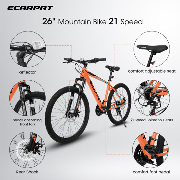 A26322 26" Aluminum Mountain Bike with 21-Speed and Shock Fork