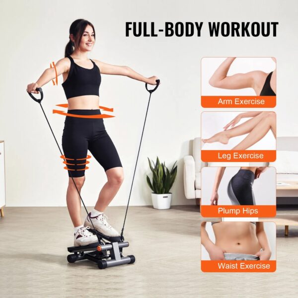 Stair Stepper For Exercise At Home - Hydraulic Mini Stepper With Resistance Band