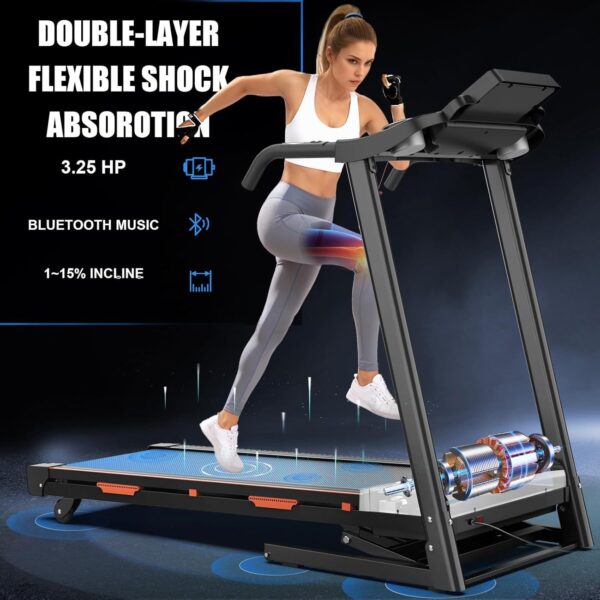3.25HP Foldable Electric Treadmill with Auto Incline 400lbs Capacity