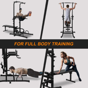 Power Tower Station with Bench and Chin-Up Bar Holder