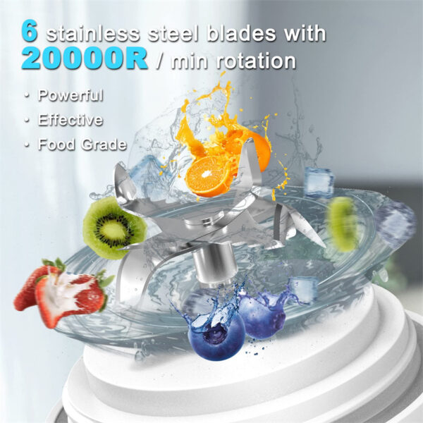 Portable 6-Blade Mini Blender for Shakes and Smoothies