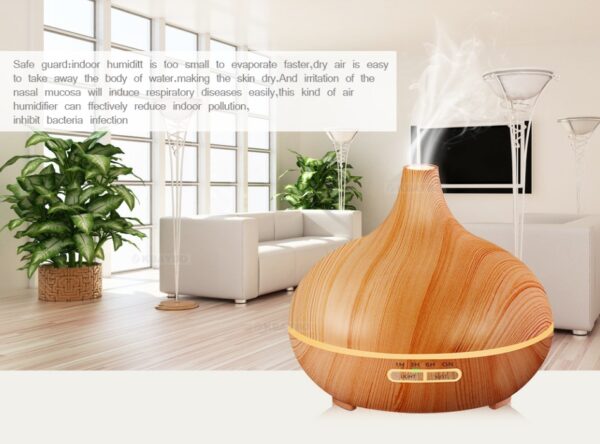 Wood Grain Aromatherapy Lamp – Remote Control Home Diffuser & Light