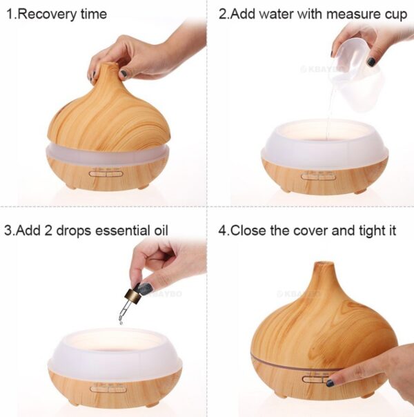 Wood Grain Aromatherapy Lamp – Remote Control Home Diffuser & Light